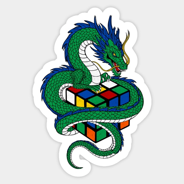 Rubik's Cube Luck Dragon Sticker by Designed By Marty